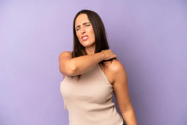 Hispanic Pretty Woman Feeling Tired Stressed Anxious Frustrated Depressed Suffering — Stock Photo, Image