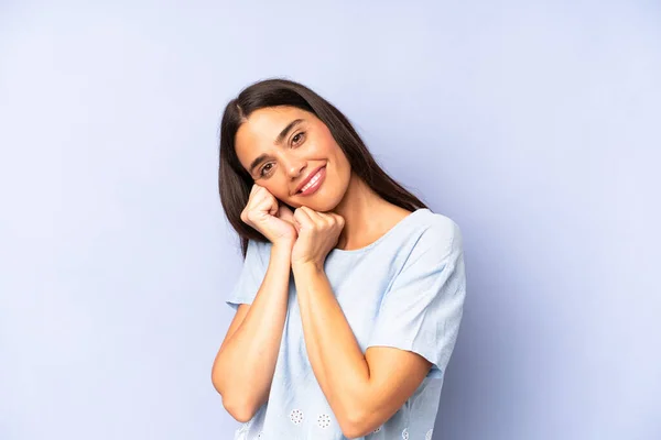 Hispanic Pretty Woman Feeling Love Looking Cute Adorable Happy Smiling — Stock Photo, Image