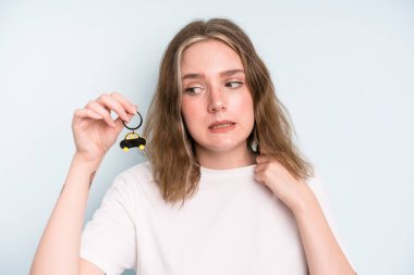 caucasian pretty woman feeling stressed, anxious, tired and frustrated. new car concept