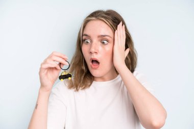 caucasian pretty woman feeling happy, excited and surprised. new car concept