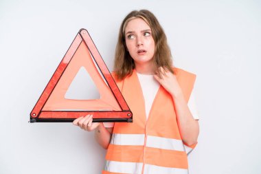 caucasian pretty woman feeling stressed, anxious, tired and frustrated. car emergency concept