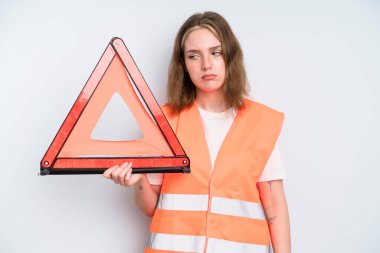 caucasian pretty woman feeling sad, upset or angry and looking to the side. car emergency concept