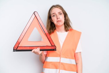 caucasian pretty woman feeling sad and whiney with an unhappy look and crying. car emergency concept