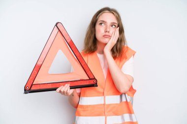 caucasian pretty woman feeling bored, frustrated and sleepy after a tiresome. car emergency concept