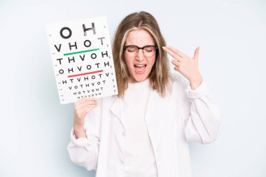 caucasian pretty woman feeling sad and whiney with an unhappy look and crying. optical vision test concept