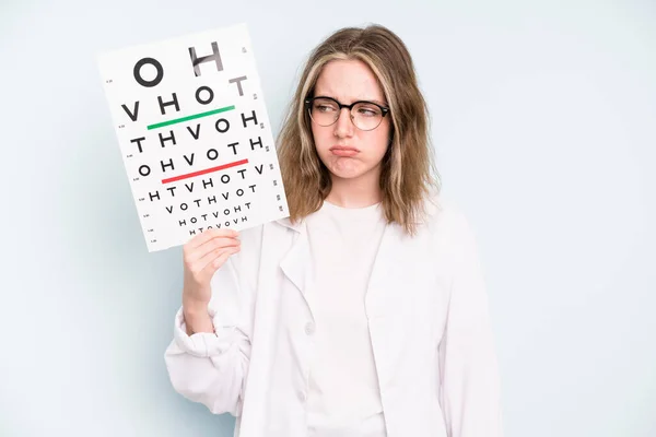 Caucasian Pretty Woman Smiling Cheerfully Feeling Happy Showing Concept Optical — Stockfoto