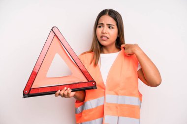hispanic pretty woman feeling stressed, anxious, tired and frustrated. car accident emergency concept