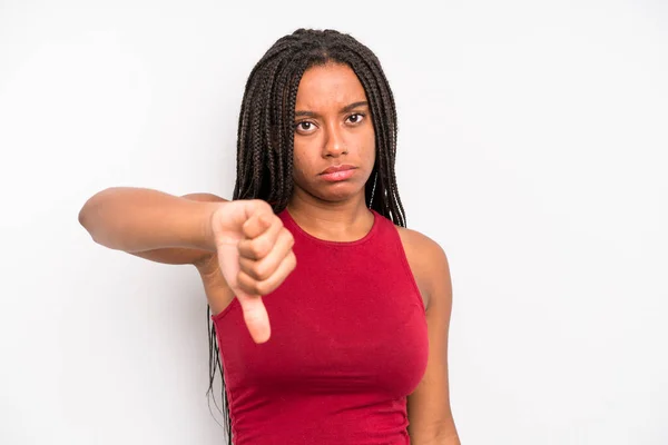 Black Young Adult Woman Feeling Cross Angry Annoyed Disappointed Displeased — Zdjęcie stockowe