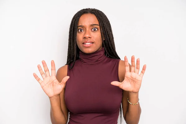 Black Young Adult Woman Looking Nervous Anxious Concerned Saying Fault — Stock Photo, Image