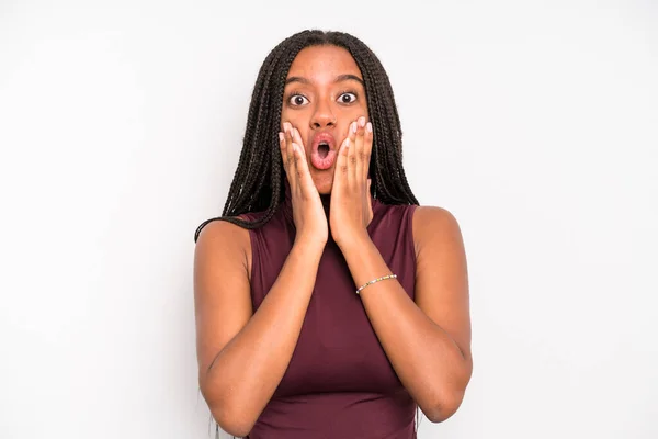 Black Young Adult Woman Feeling Shocked Scared Looking Terrified Open —  Fotos de Stock