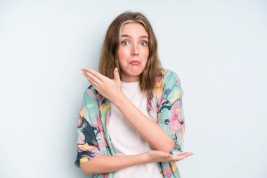 caucasian pretty woman feeling confused and clueless, wondering about a doubtful explanation or thought