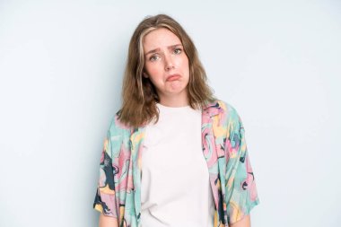 caucasian pretty woman feeling sad and whiney with an unhappy look, crying with a negative and frustrated attitude