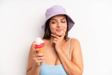 young pretty woman summer and ice cream concept