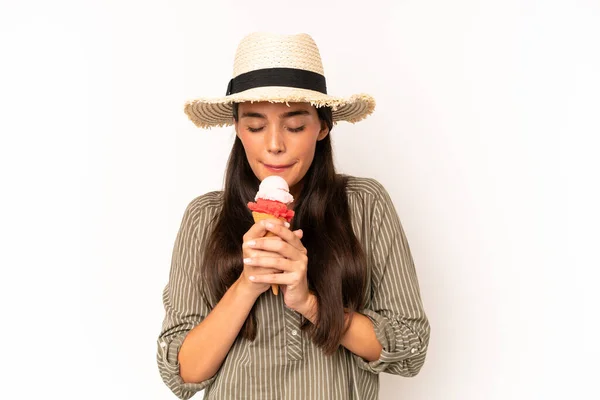 Pretty Young Adult Woman Ice Cream — Stock Photo, Image