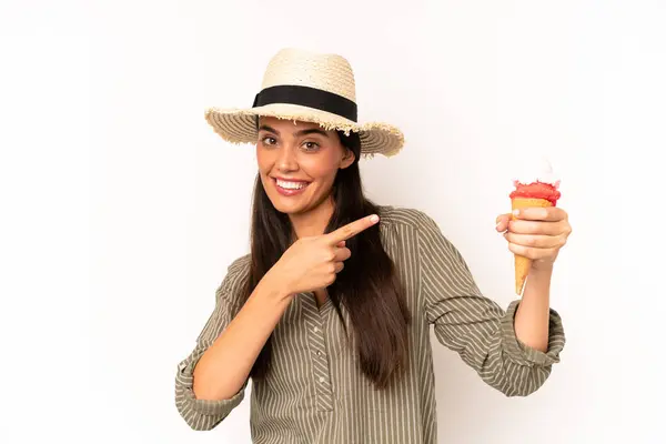 Pretty Young Adult Woman Ice Cream — Stock Photo, Image