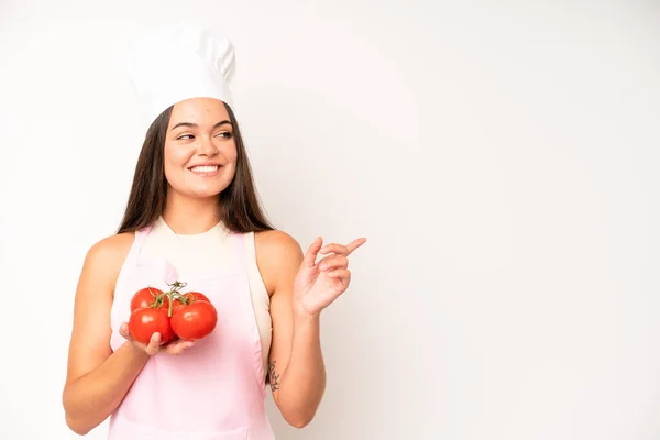 Mooie Jonge Volwassen Vrouw Chef Kok Ingrediënten Gezond Voedselconcept — Stockfoto