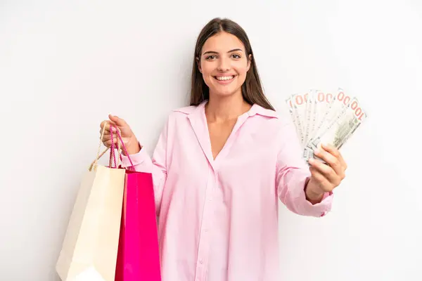 Jovem Mulher Bonita Com Sacos Compras — Fotografia de Stock