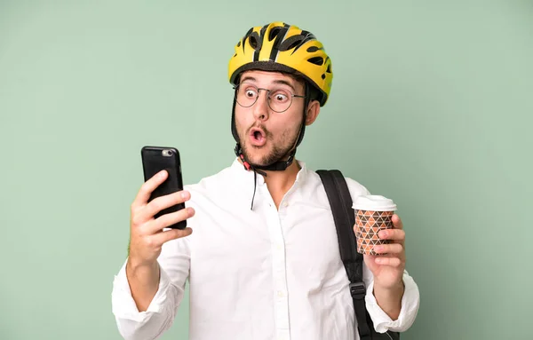 Young Handsome Businessman Isolated Bike Helmet — Stock Photo, Image