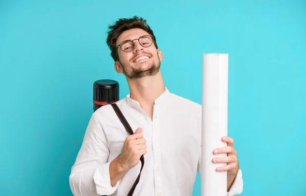 Ung Stilig Universitetsarkitektur Student Man — Stockfoto