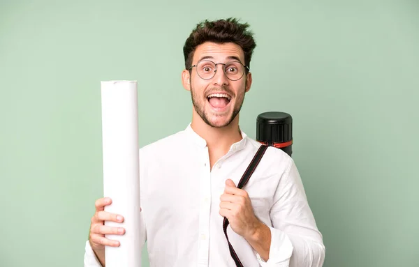 Jovem Bonito Estudante Arquitetura Universitária Homem — Fotografia de Stock