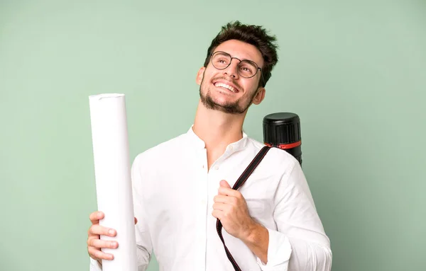 Jovem Bonito Estudante Arquitetura Universitária Homem — Fotografia de Stock