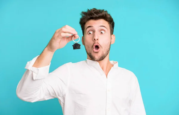 Young Handsome Man His First Car Key — Stock Photo, Image