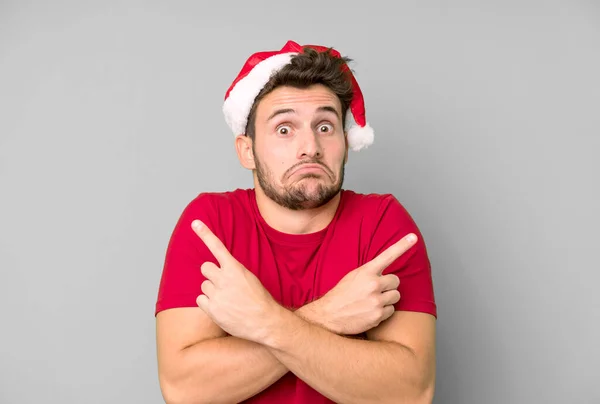 Young Handsome Man Santa Hat Christmas Concept — Stock Photo, Image