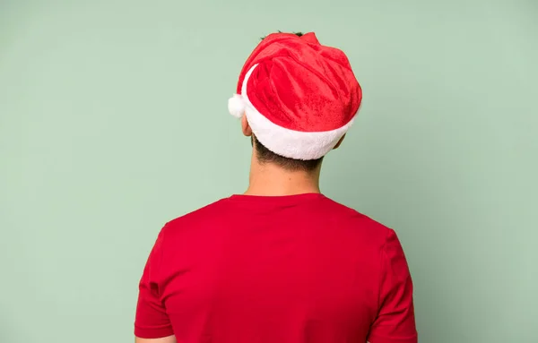 Jeune Homme Beau Avec Chapeau Père Noël Concept Noël — Photo