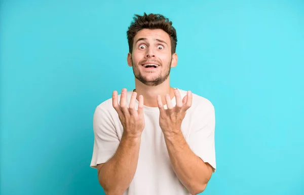 Young Handsome Man Looking Desperate Frustrated Stressed Unhappy Annoyed Shouting — Stock Photo, Image