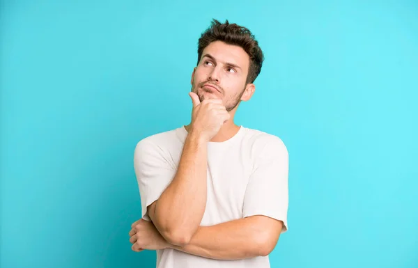 Young Handsome Man Thinking Feeling Doubtful Confused Different Options Wondering — Stock Photo, Image