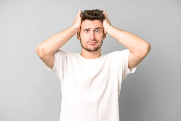 Jovem Homem Bonito Sentindo Frustrado Irritado Doente Cansado Fracasso Farto — Fotografia de Stock