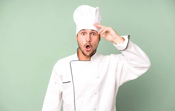 Handsome Teenager Looking Happy Astonished Surprised Chef Concept — Stock Photo, Image