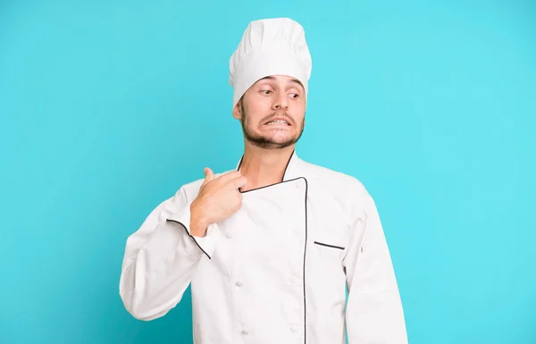 Adolescente Guapo Sentirse Estresado Ansioso Cansado Frustrado Concepto Chef — Foto de Stock