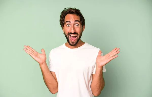 Young Crazy Man Feeling Happy Excited Surprised Shocked Smiling Astonished — Stock Photo, Image