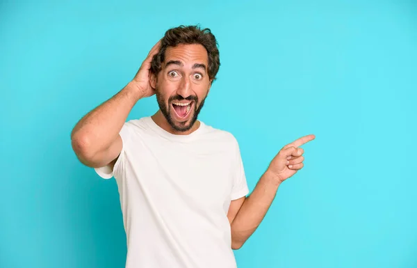 Young Crazy Man Laughing Looking Happy Positive Surprised Realizing Great — Stock Photo, Image