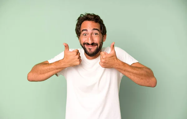 Young Crazy Man Smiling Broadly Looking Happy Positive Confident Successful — Stock Photo, Image