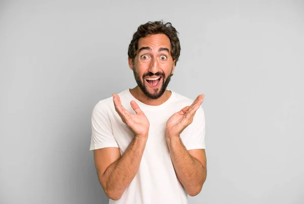 Young Crazy Man Feeling Shocked Excited Laughing Amazed Happy Because — Stock Photo, Image