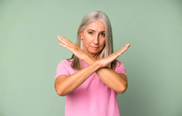 Pretty Gray Hair Senior Woman Looking Annoyed Sick Your Attitude — Stock Photo, Image