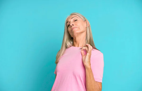 Pretty Gray Hair Senior Woman Looking Arrogant Successful Positive Proud — Stock Photo, Image