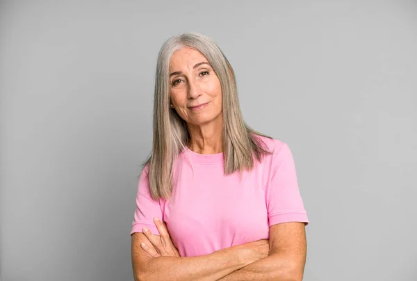 Pretty Gray Hair Senior Woman Feeling Displeased Disappointed Looking Serious — Stock Photo, Image
