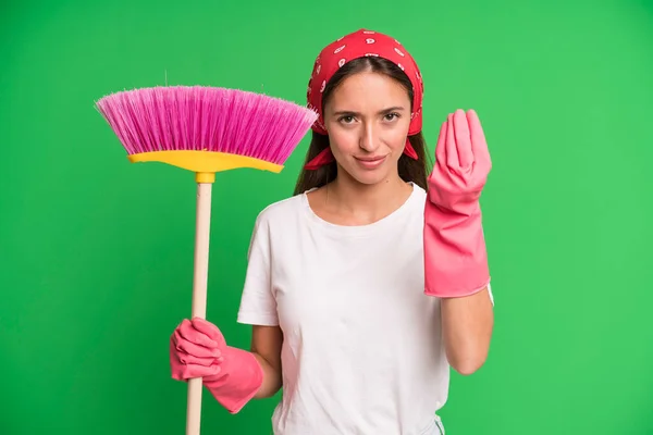 Ung Vacker Kvinna Gör Capice Eller Pengar Gest Säger Dig — Stockfoto