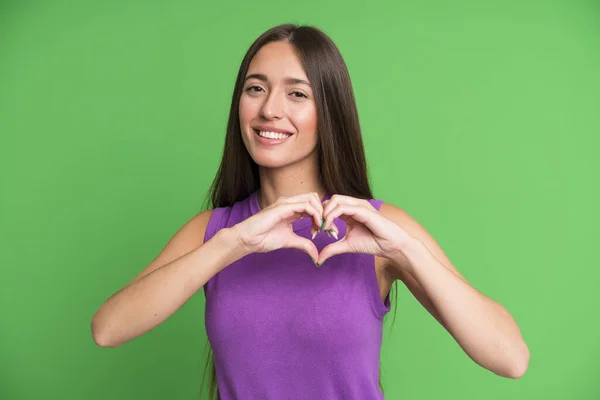 Hispanic Söt Kvinna Leende Och Känna Sig Lycklig Söt Romantisk — Stockfoto