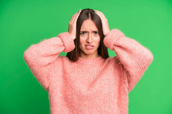 Hispanische Hübsche Frau Fühlt Sich Frustriert Und Genervt Hat Genug — Stockfoto