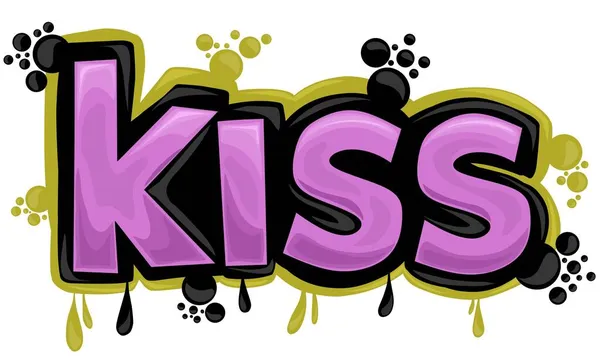 Cool Kiss Psaní Graffiti Design — Stockový vektor