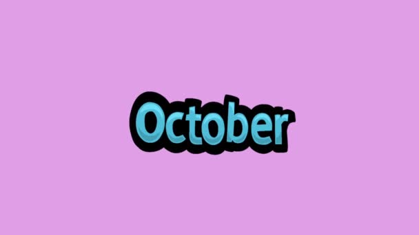 Розовый Экран Анимационное Видео Написано October — стоковое видео