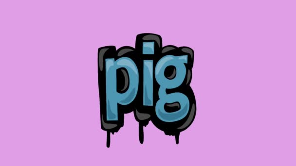 Розовый Экран Анимационное Видео Написано Pig — стоковое видео