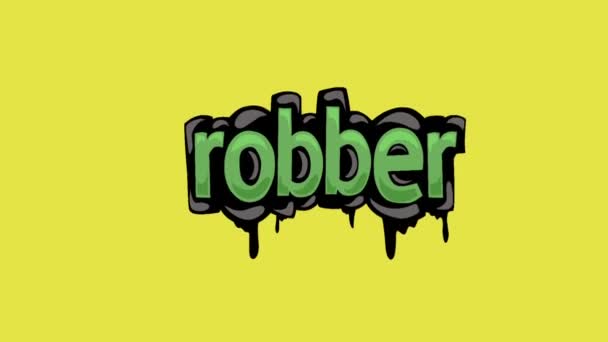 Vídeo Animación Pantalla Amarilla Escrito Robber — Vídeo de stock