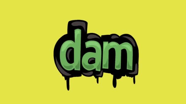 Желтый Экран Анимации Видео Написано Dam — стоковое видео