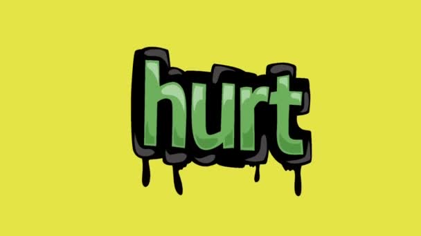 Vídeo Animación Pantalla Amarilla Escrito Hurt — Vídeo de stock
