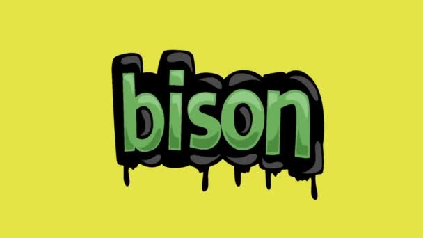 Żółty Ekran Animacji Wideo Napisane Bison — Wideo stockowe